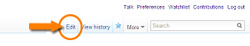Image of PBC showing the edit link above the page title. Screen readers may show this under the "views" heading.